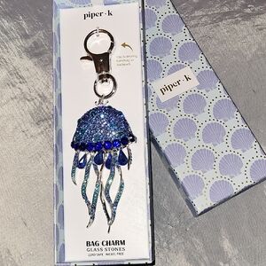 Piper K JELLYFISH Blue and Silver GEM DETAILED Key & Card Holder HL Tp